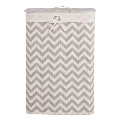 White and Grey Chevron Laundry Hamper | Kankyo