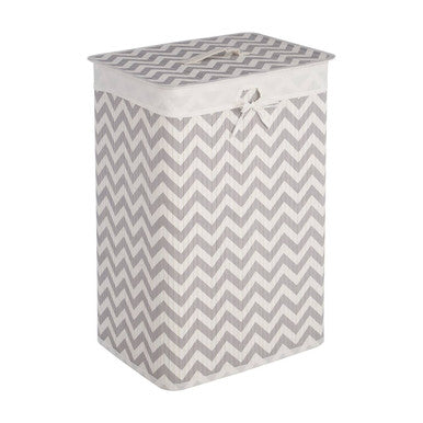 White and Grey Chevron Laundry Hamper | Kankyo