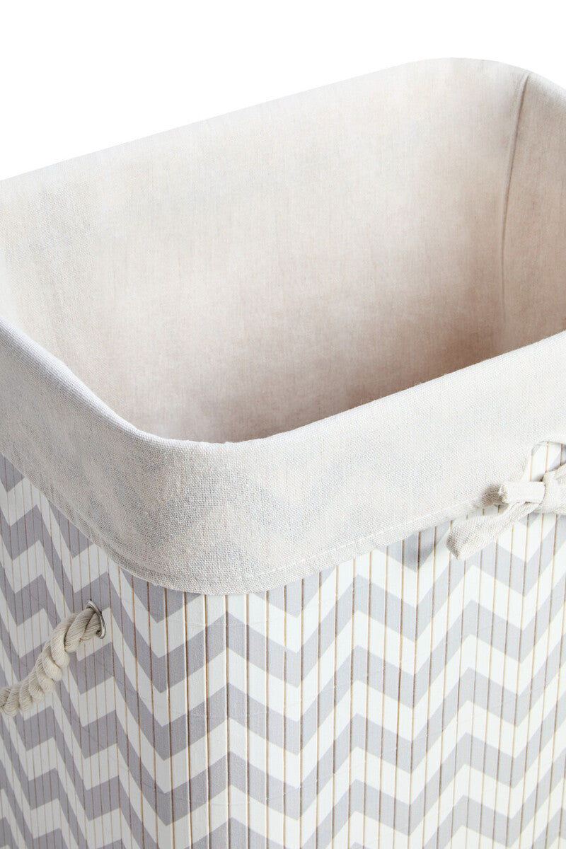 White and Grey Chevron Laundry Hamper | Kankyo