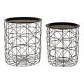Set of 2 Black Recessed Tops and Metal Wire Basket Frame Side Tables | Hege