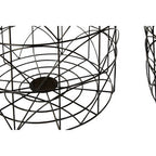 Set of 2 Black Recessed Tops and Metal Wire Basket Frame Side Tables | Hege