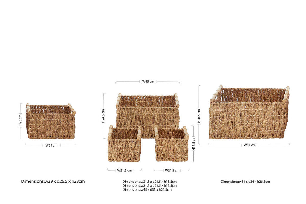 Set of 5 Water Hyacinth Storage Baskets | Lidi