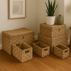 Lidi Set Of Six Water Hyacinth Storage Baskets.