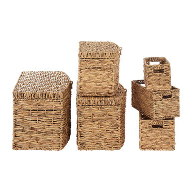 Set of 6 Water Hyacinth Storage Baskets | Lidi