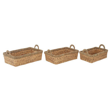Set of 3 Seagrass Storage Baskets with Handles | Lidi