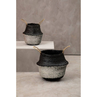 Solas Black and Silver Small | Seagrass Basket