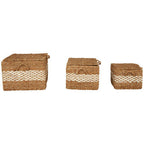 Set of Three Rectangular Seagrass Baskets with Lids | Lidi