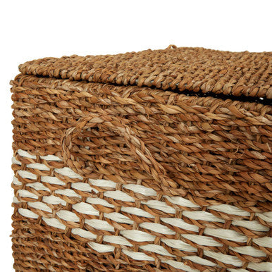 Set of Three Rectangular Seagrass Baskets with Lids | Lidi