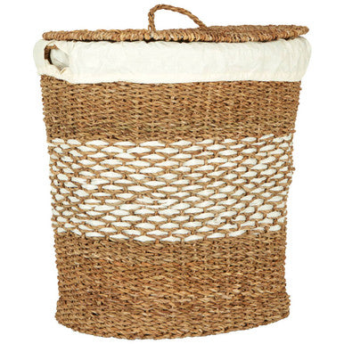 Lidi Seagrass Basket with Lid and Lining | Oval Multi