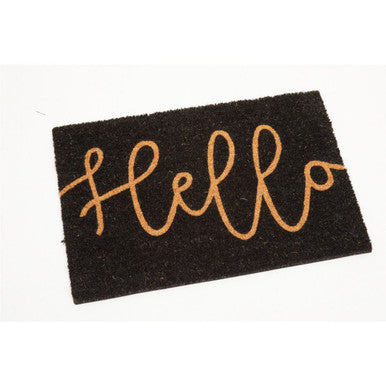 Hello Black Coir Doormat | Filta