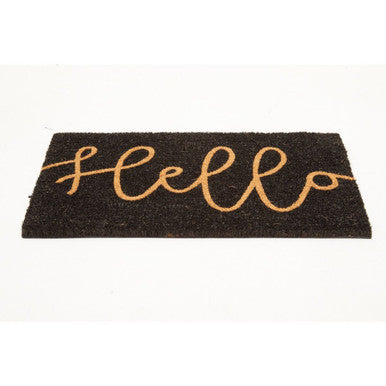 Hello Black Coir Doormat | Filta