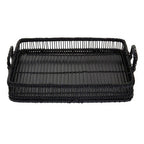 Black Rattan and Bamboo Rectangular Tray | Ezell