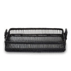 Black Rattan and Bamboo Rectangular Tray | Ezell