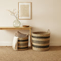Arles Set of 2 Seagrass Baskets with Black Stripes.