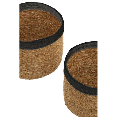Set of Three Natural and Black Baskets | Lidi