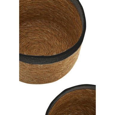 Set of Three Natural and Black Baskets | Lidi