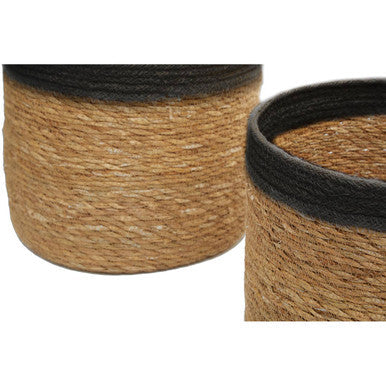 Set of Three Natural and Black Baskets | Lidi