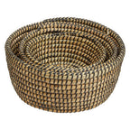 Set of Three Straw Baskets with Black Detail | Lidi