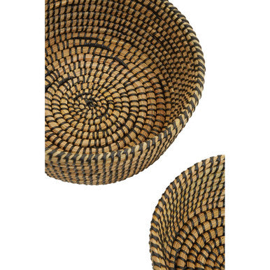 Set of Three Straw Baskets with Black Detail | Lidi