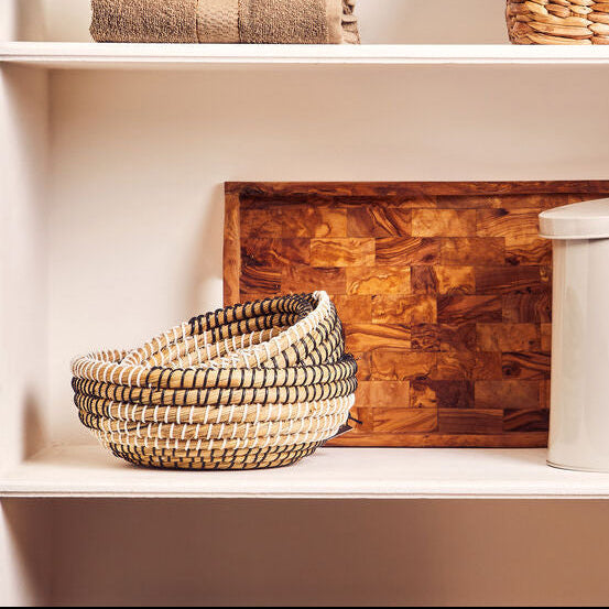 Lidi Set Of 3 Baskets With Black And White Detail