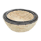 Set of 3 Palm Leaf Baskets with Black Trim | Lidi