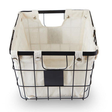 Medium Black Wire Storage Basket with Lining | Harga