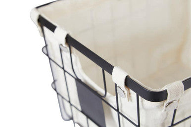 Medium Black Wire Storage Basket with Lining | Harga