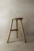 Vintage Rustic Elm Wood Stool - Round - No 5