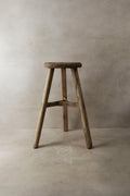 Vintage Rustic Elm Wood Stool - Round - No 2