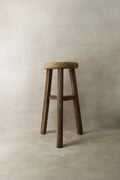 Vintage Rustic Elm Wood Stool - Round - No 7