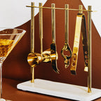 Marble and Gold Finish Bar Tool Stand | Omari