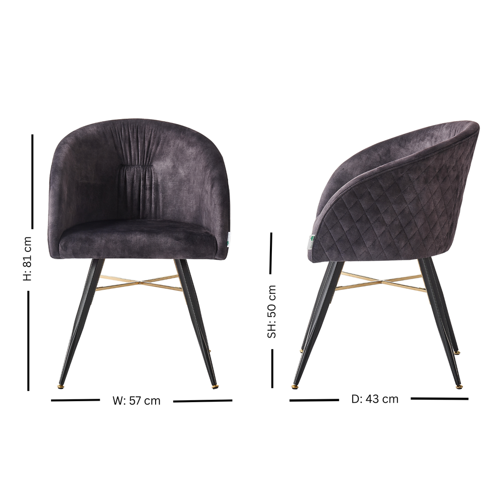 Vittorio LUX Velvet Dining Chair with Metal Legs - Perfect for Dining Room Living Room