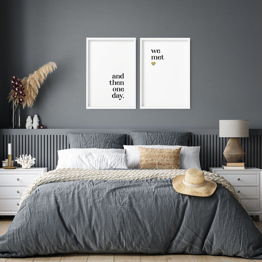 1st year anniversary gift | set of 2 wall art prints for Bedroom