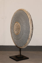 Cameroon Beaded Shield - L - 55cm Black & White 06