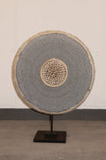Cameroon Beaded Shield - L - 55cm Black & White 06