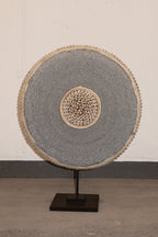 Cameroon Beaded Shield - L - 55cm Black & White 06
