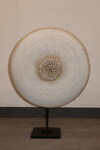 Cameroon Beaded Shield - L - 54cm White 08