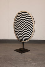 Cameroon Beaded Shield - L - 56cm Black & White 11