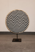 Cameroon Beaded Shield - L - 56cm Black & White 11