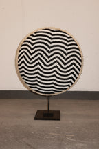 Cameroon Beaded Shield - L - 56cm Black & White 11