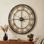 Vitus 80cm Dia Black and Gold Metal Wall Clock