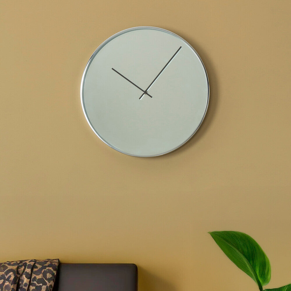 40cm Dia Chrome and Mirror Wall Clock | Baillie