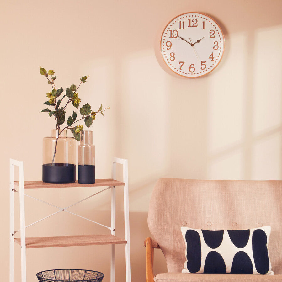 Vitus 40cm Dia White Wood with Gold Numbers Wall Clock