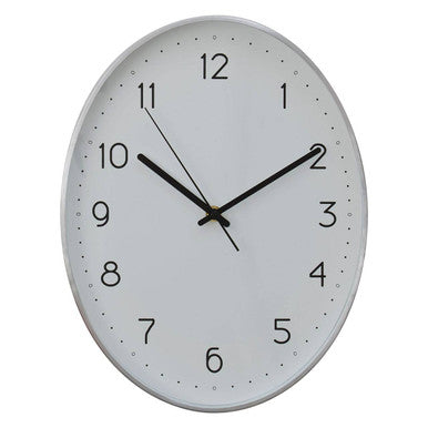 Oval Wall Clock with Silver Finish | Elko