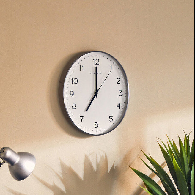 Oval Wall Clock with Silver Finish | Elko