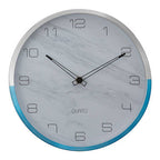 Elko 30cm Dia Wall Clock with Silver and Blue Frame