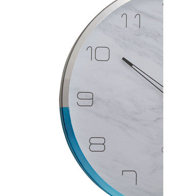 Elko 30cm Dia Wall Clock with Silver and Blue Frame