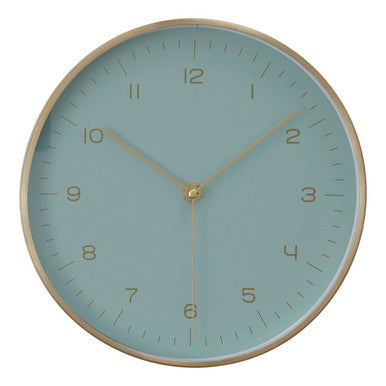 Elko 25cm Dia Gold and Mint Green Finish Wall Clock