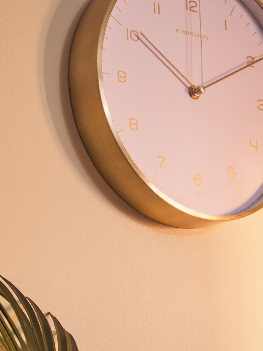 Elko 25cm Dia Gold and Pink Finish Wall Clock