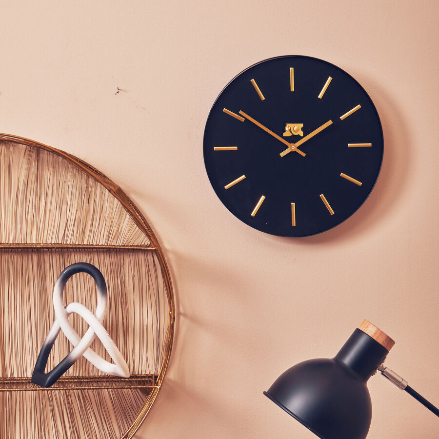 Vitus 30.5cm Dia Black and Gold Wall Clock